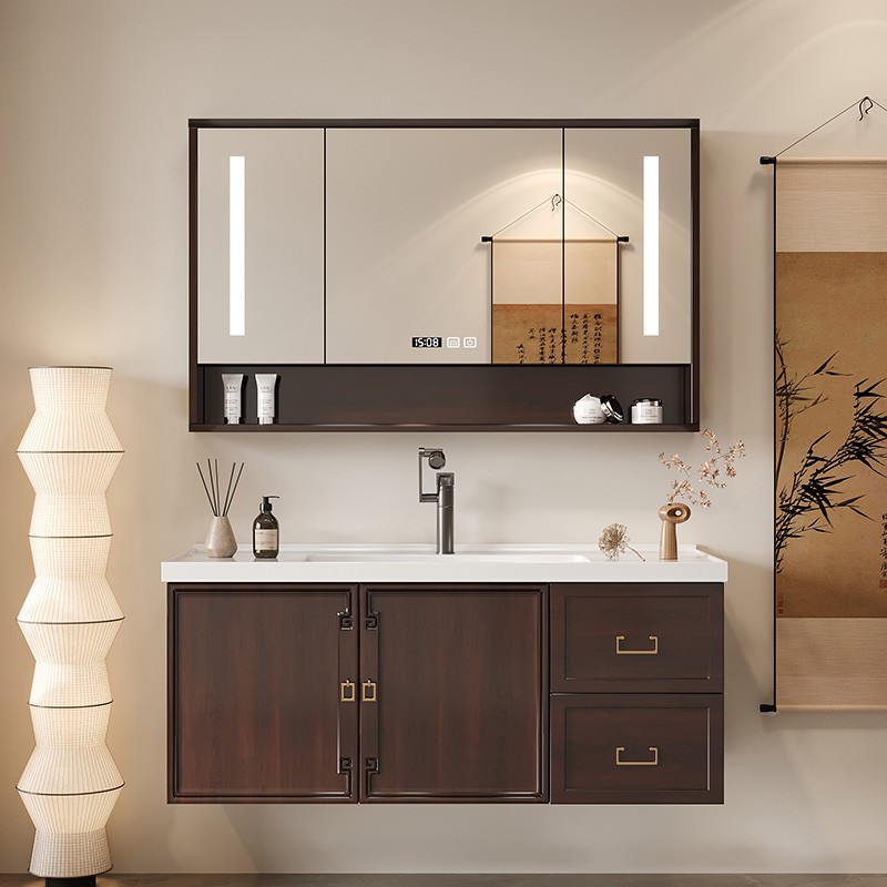 Home Bathroom Vanity Combo - Standing Storage Bathroom Cabinet Wooden Led