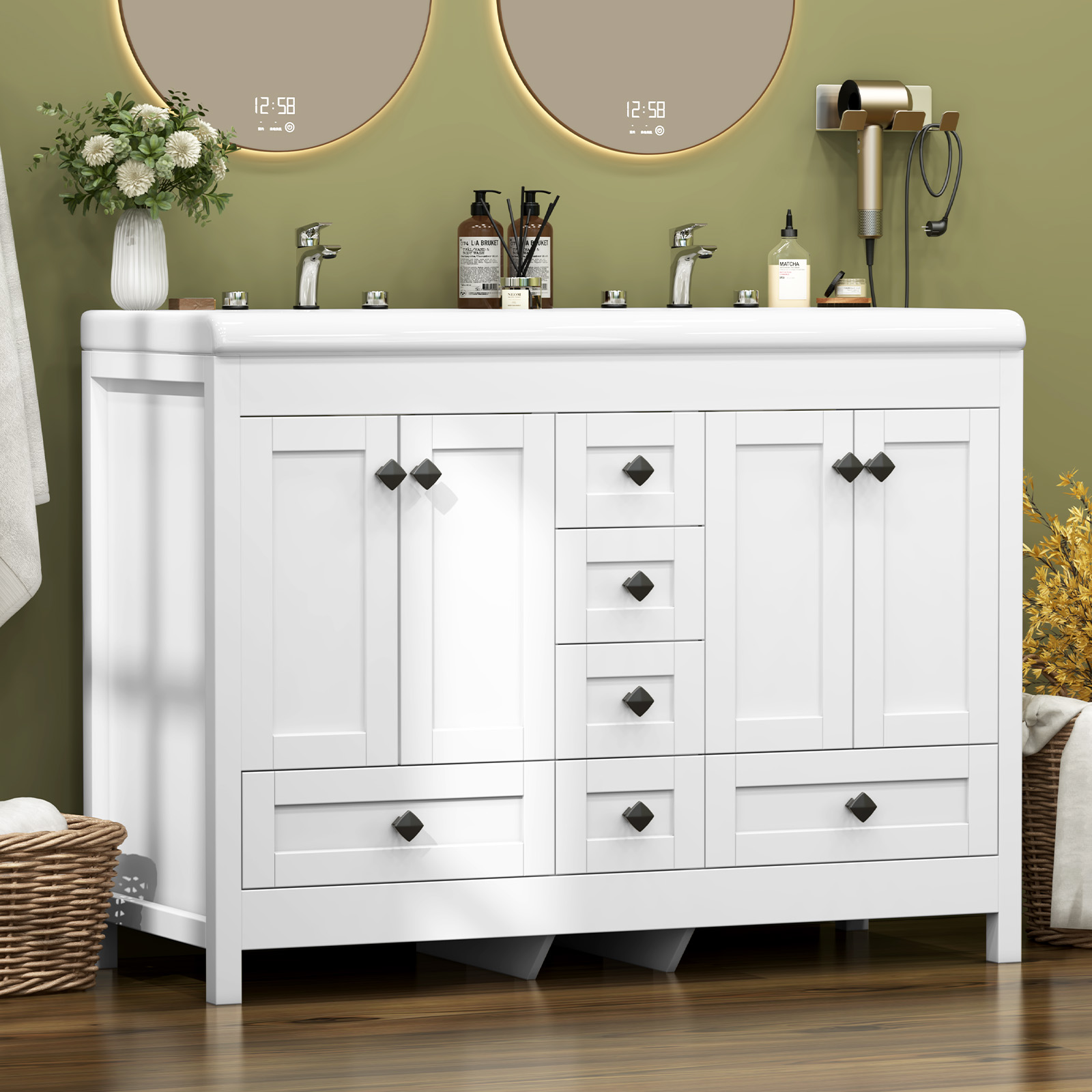 47.3 Inch White Bathroom Vanit - đánh giá và giá Home Bathroom Vanity Combo